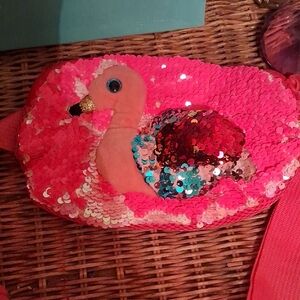 Ty Gilda Pink Sequin Flamingo Fanny Pack Bag